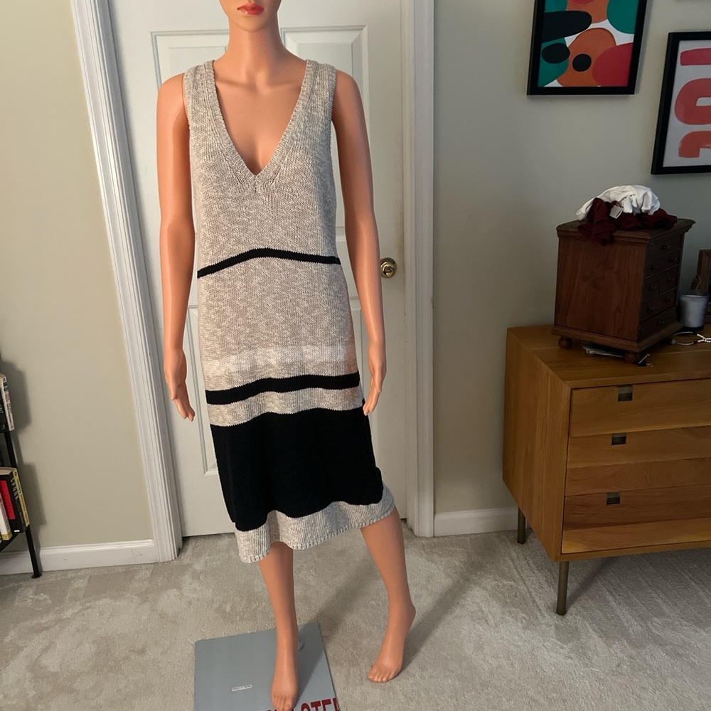 James Perse Gray and Black Midi Dress